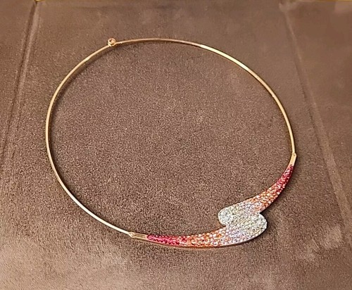 SWAROVSKI CRYSTAL LOUISE ROSE GOLD TONE COLLAR NECKLACE RED PINK CLEAR