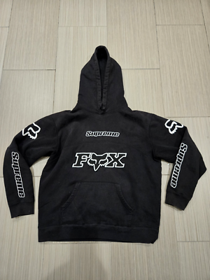 Supreme X Fox Racing Hoodie Men's Size M Sweatshirt Black | eBay