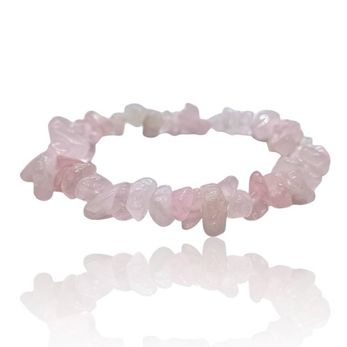 Bracciale Perline Quarzo Rosa Naturale Pietre Preziose Scheggiate Gioielli Braccialetto Amicizia - Foto 6 di 9