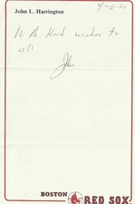 FORMER RED SOX CEO JOHN HARRINGTON SIGNED PERSONAL STATIONARY RARE!!!