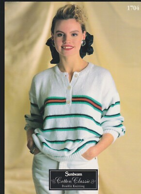 Sunbeam Cotton Classic Double Knit Strickmuster 1704 Damen Ärmel Pullover