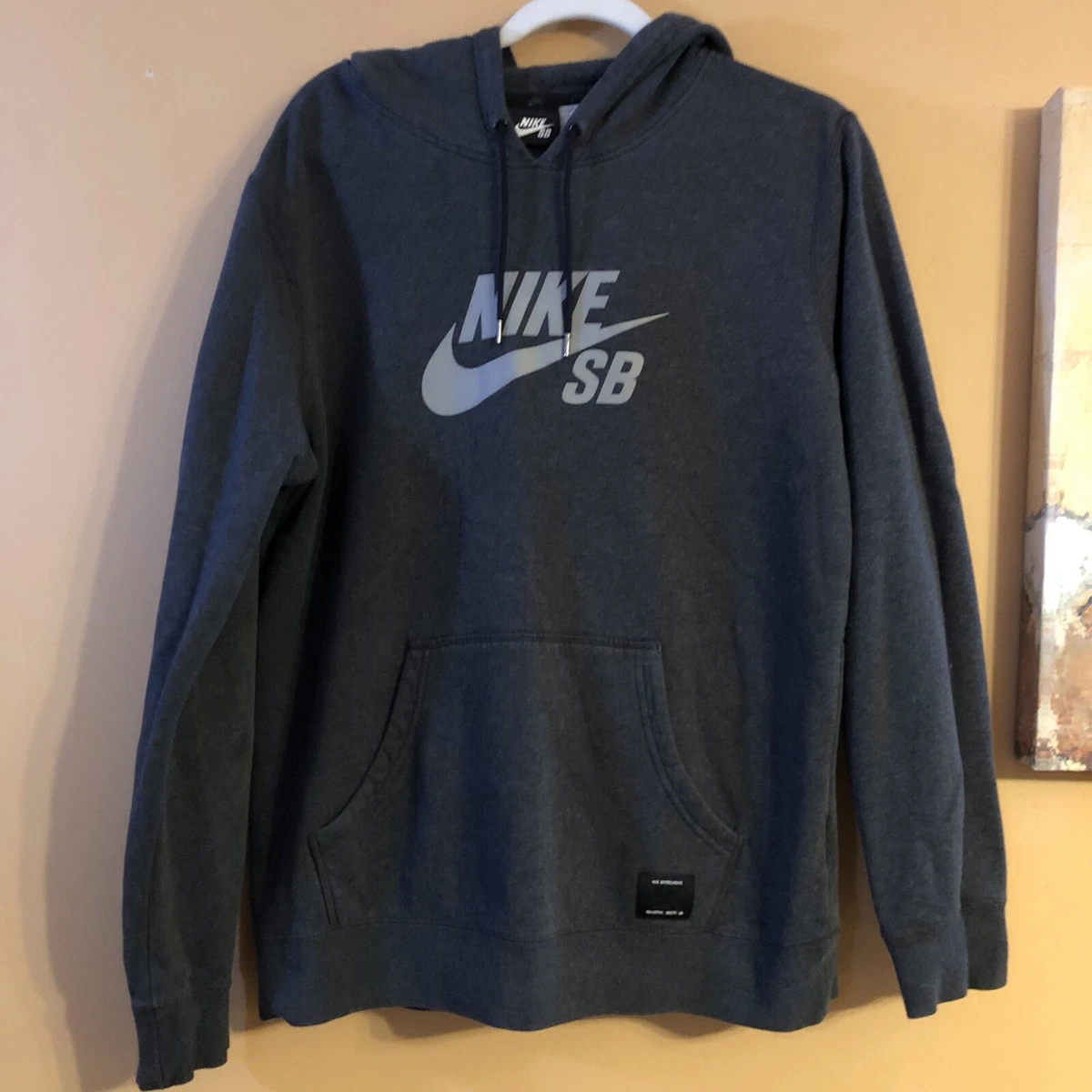 NIKE SB Hoodie Sweatshirt Gray Size Small Heavy Cotton 3M Reflective Skateboard