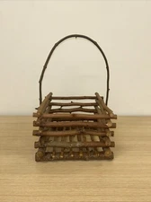 VTG Primitive Basket Twigs Branches Rustic Brown