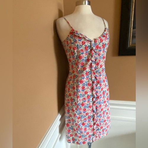 Ralph Lauren Vintage Cotton Blend Floral Mini Dress 10 Rare - Picture 4 of 6