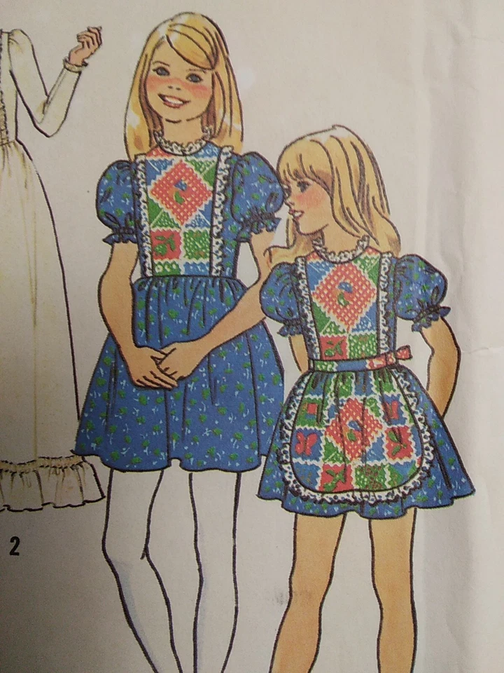Dress Apron Cottagecore Prairie Girls 12 14 1Simplicity 7242 Sewing Pattern VTG - Image 4 of 4