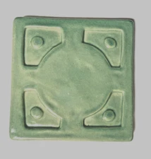 Pewabic Detroit Geometric, 6" x 6" tile, mint green gloss finish, stamped 2000