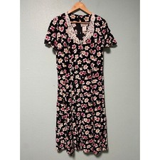 Vintage En Focus Women's Floral Boho 90s Y2K 2000s Pearl Button Lace Size 11/12