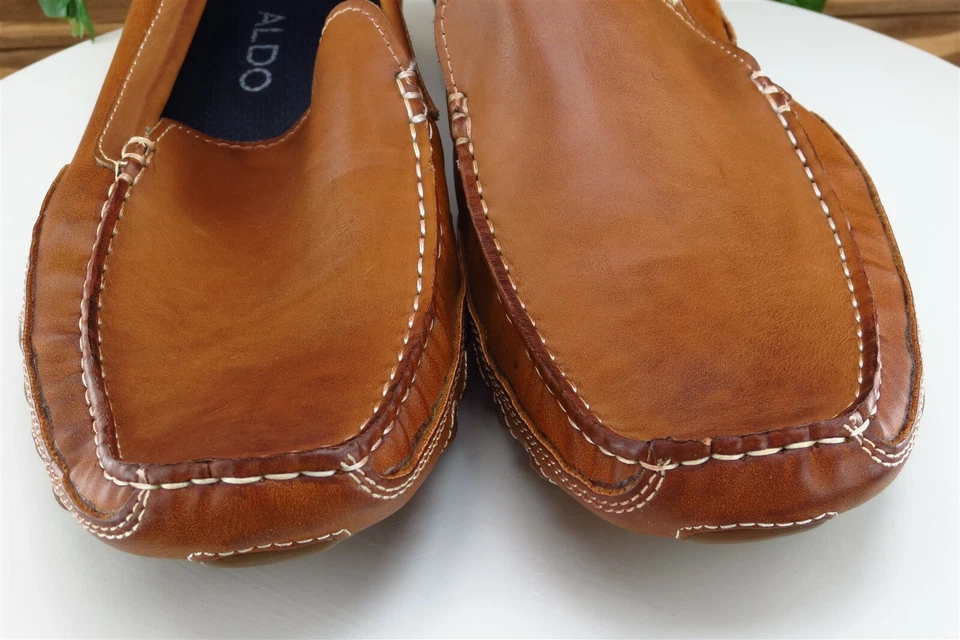 Aldo Shoes Sz 45 M Brown Driving Moccasins Leather Men - Image 2 of 4
