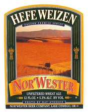 Nor'Wester Beer Co NOR'WESTER HEFE WEIZEN beer label Lake Oswego, OR 12oz