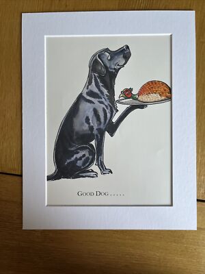 Bryn Parry Comic Country Shooting MONTIERTER DRUCK 10x8'''' guter Hund Vogel schwarz Labrador
