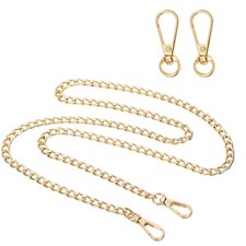 43.3" Flat Purse Chain Strap, Lobster Swivel Trigger Clips Style2, Gold