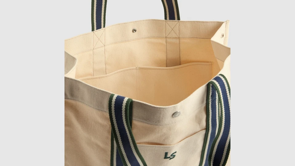 Levis Hollis Canvas Tote Bag Size XL Cream Blue ~like LL Bean Boat & Tote NWT - Image 2 of 4