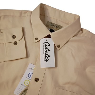 #ad #ad NEW Cabela’s Outfitter Series Shirt Mens Large Tall Beige Outdoors Workwear $29.58