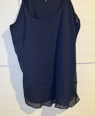 NWT Rachel Roy Sleeveless Scoop Neck Tank Top Nazy sheer Textured Women' Size 0X