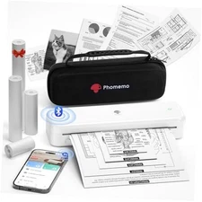  Portable Printers Wireless White 1 Printer + 4 Rolls Thermal Paper + 1 Case