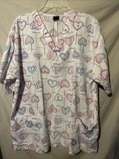 Barco Ladies Scrub Top Size XL Great Heart Design