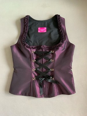 Trachten Corsage / Mieder Krüger Madl Gr. 38, Lila Schwarz mit Strass Motiv