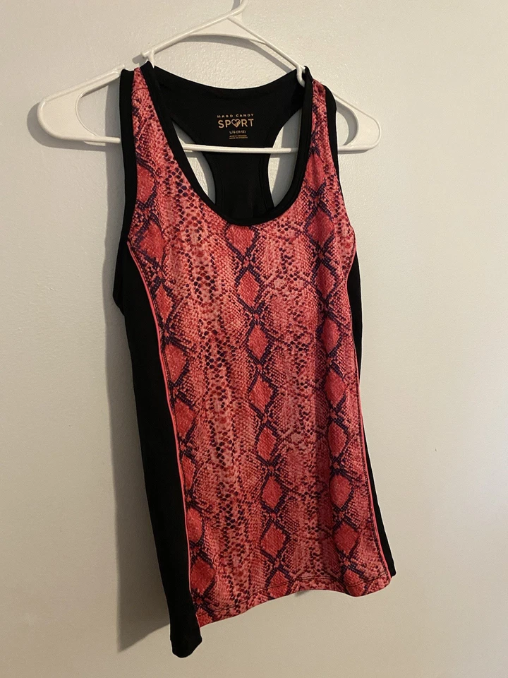 Hard Candy Sport Athletic Tank Juniors Grande 11-13 Racer Back Preto Rosa AA - Imagem 2 de 4