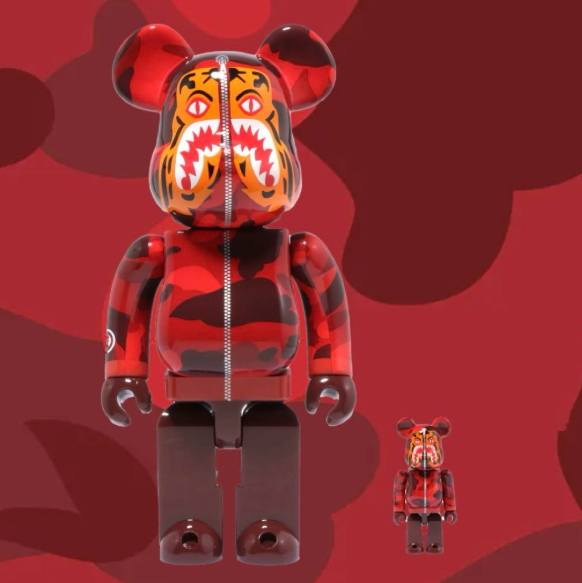 MEDICOM TOY - BE@RBRICK LEGACY CAMO SHARK RED 1000％ Medicom