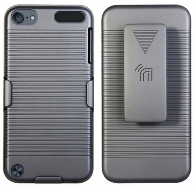 SCHWARZES GUMMIERTES HARTSCHALEN-SET Mit Gürtelclip-Holster Für iPod Touch 5 6 7