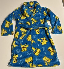 Pok mon Pikachu Boys Super Soft Bathrobe Blue Size XS 4/5 Sleepwear Cover Up  