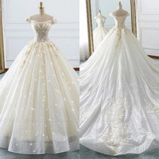 Elegant Tulle Wedding Dresses Off Shoulders Applique Corset Back Bridal Gowns