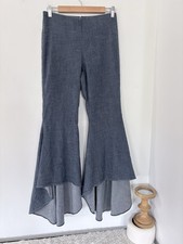 ALICE + OLIVIA 6 JINNY Chambray Blue High Low Pants Flare Leg Boho Hippie Chic