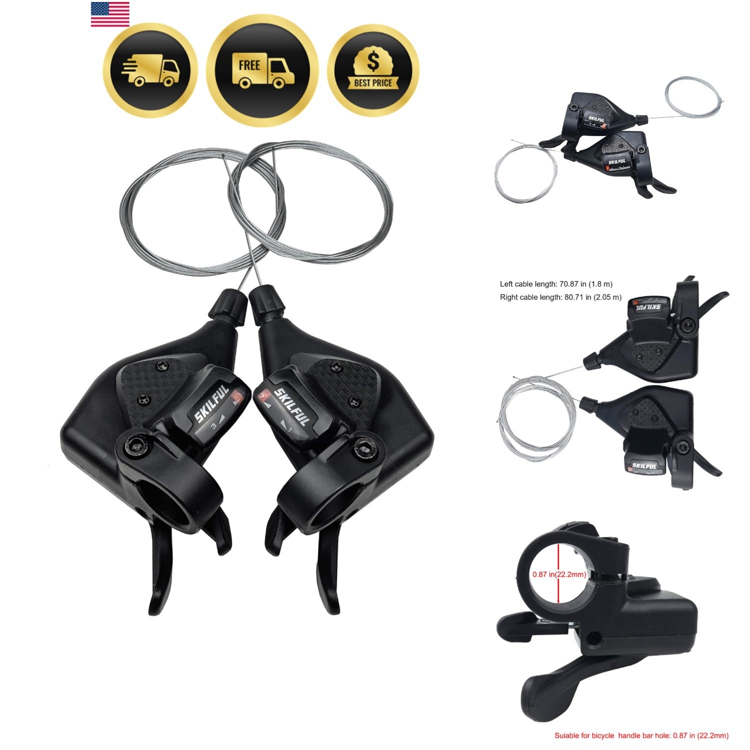 Bicycle Gear Shift Lever 3x7 3x8 3 7 21 24 Speed Thumb Shifter with Gear Indi...