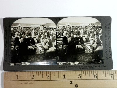 Cloth Market at Great Fair of Nijni-Novgorod Russia Stereoview Card T197