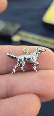 Vintage P&B 925 Sterling Silver Detailed Artful Hunting Pointer Dog Rex Charm