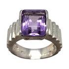VINTAGE ART DECO STERLING SILVER AMETHYST SIZE 4 RING 5.2GR #3316
