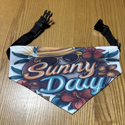 New Dog Bandana With Adjustable Nylon Collar / Hand Sublimated/ Sunny Day