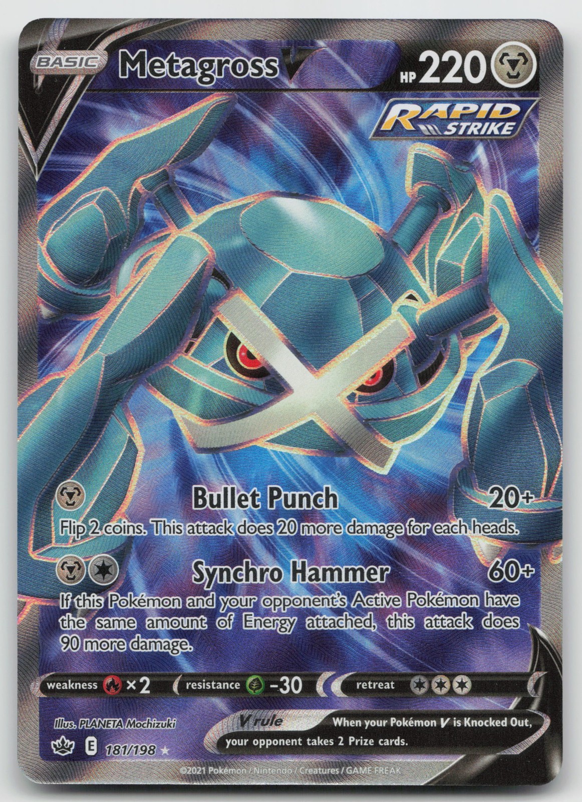 Metagross V (Full Art) Ultra Rare SWSH06: Chilling Reign 181/198 NM