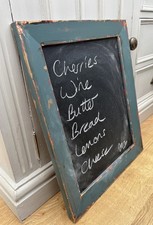 Vintage Painted Inchyra Blue Wooden Blackboard, Chalkboard 43 X 35 Cm