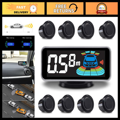 8 Parking Sensors Reverse Backup System with LCD Display & Sound Alert for Cars