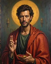 Jeff Goldblum "Saint Goldblum" AI Generated Image Oil Paint Style 8X10 Print