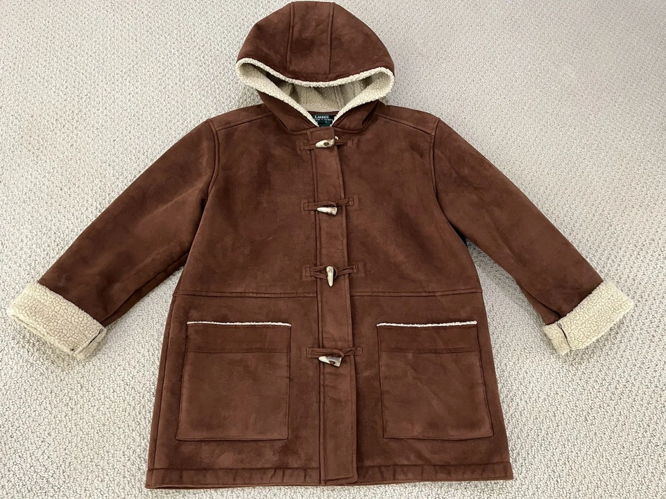 Casaco feminino Ralph Lauren marrom lã com capuz resina botões de alternância TAMANHO M/P - Imagem 3 de 4