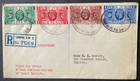 GB George V 1935 Registered FDC Silver Jubilee set of 4 stamps to Toronto Canada