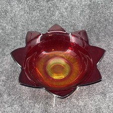 Vintage Fenton Red Amberina Lotus Flower Art ...