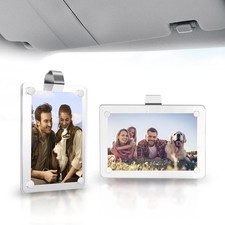 2 Pack Car Sun Visor Photo Holder, 2.4x3.5 Acrylic Magnetic Photo Visor Clips fo
