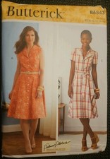 Butterick 6843 Misses' Shirt Dresses Shirtdress & Sash (8-16) Sewing Pattern FS
