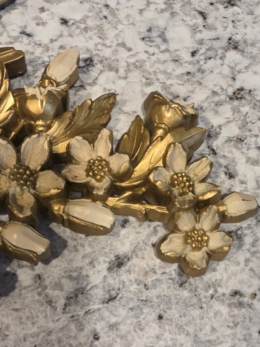 Coppia 2 uccellini oro con ramo dogwood vintage 1967 appendiabiti da parete DART IND 7038 7037 - Foto 16 di 22