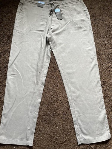 BNWT M&S Mens Size W40 L31 Grey Linen Blend Smart Casual Trousers - Picture 4 of 14