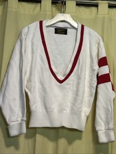 Dehen Knitting Co Deep V neck Crop Sweater Cheerleader Vintage Small