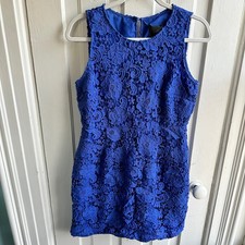 J Crew Floral Lace Sleeveless Sheath Dress Royal Blue Petite