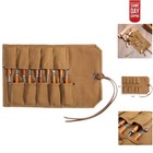 Heavy Duty Waxed Canvas Tool Roll with 10 Pockets – Khaki Portable Storage