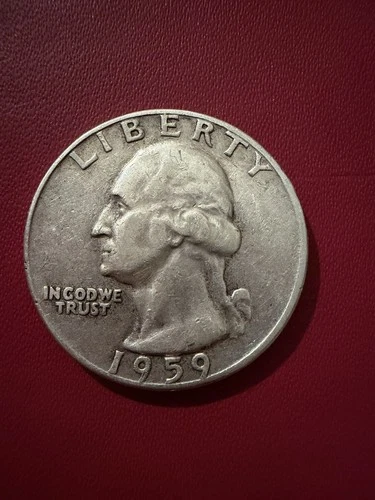 1959 Quarter 90% Silver no mint mark George Washington Coin USD currency 25c