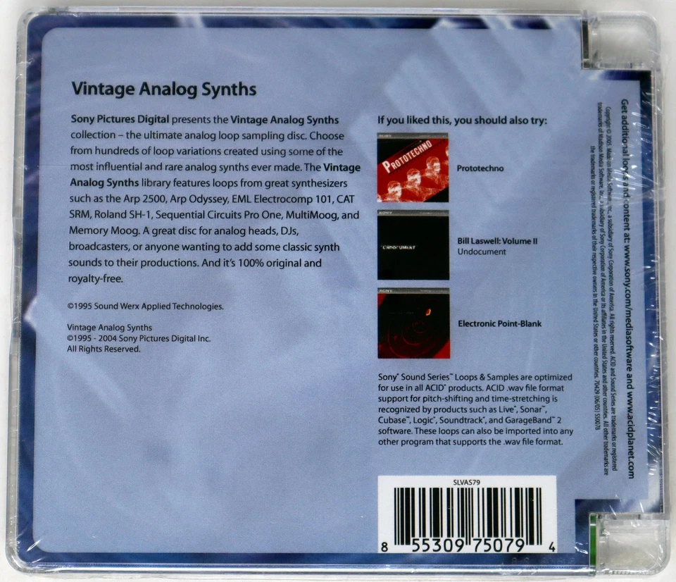 Sony Sound Series Vortextual Amplitude Vintage Analog Synths Loops Sampling CD - Image 2 of 2