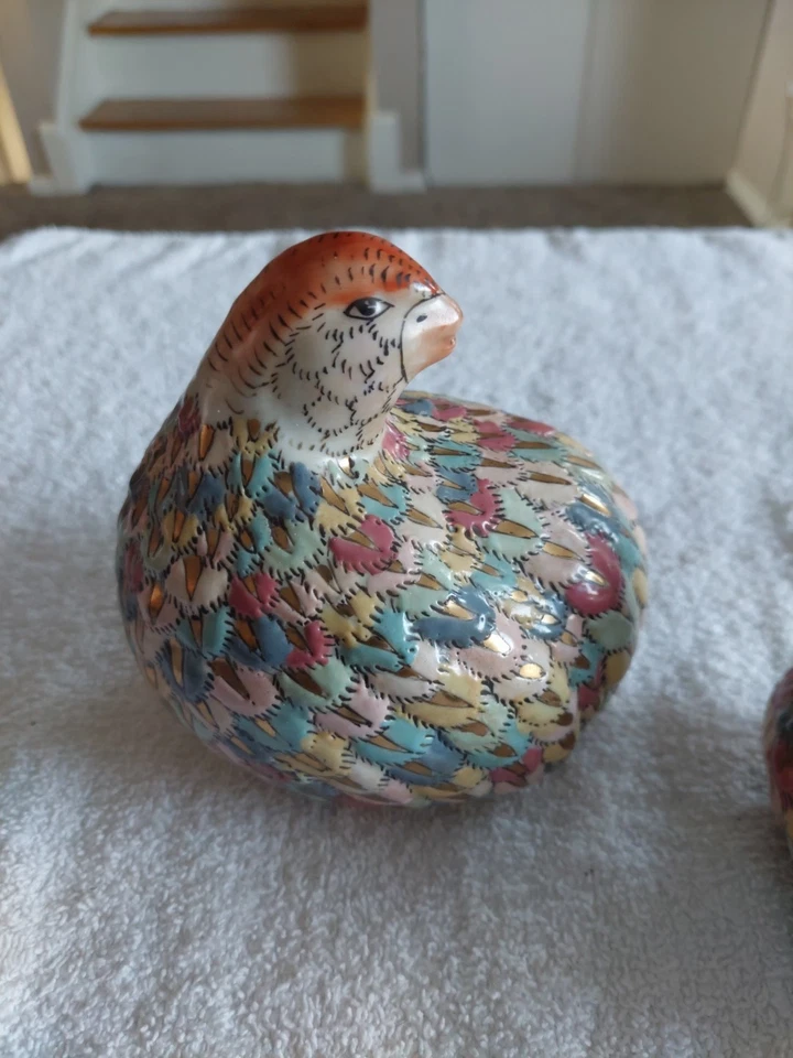 Pájaros codornices vintage, (2) cerámica pintados a mano Foto 3 de 4