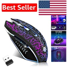 Rechargeable 7-Color LED Wireless Gaming Mouse - Ergonomic Design, Silent Clicks
